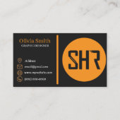 QR-Code-Visitenkarten für Schwarz und Orange 28 Visitenkarte (Vorderseite)