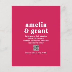 QR-Code Viva Magenta Budget-Hochzeits-Einladung Flyer