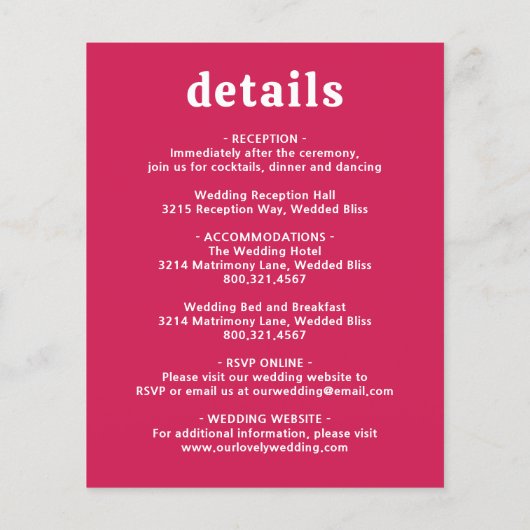 QR Code Viva Magenta Haushalt Einladung Hochzeit Flyer (Hinten)