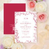 QR Code Vivid Magenta Elegante Monogram Wedding Einladung