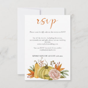 QR-Code von Autumn Pumpkin Floral Wedding RSVP Karte