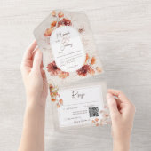 QR-Code von Boho Distressed Cream Fall Floral All In One Einladung (Abreißen)
