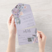 QR-Code von Boho Lila Pink & Blue Floral Lavender All In One Einladung (Abreißen)