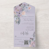 QR-Code von Boho Lila Pink & Blue Floral Lavender All In One Einladung (Innen Boden)