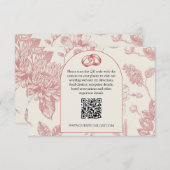 QR-Code von Rich Red French Floral Toile RSVP Karte