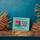 QR-Code-Vorlage Aquamarin blau grün Fotoplatte (Seite)