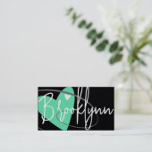 QR-Code-Vorlage Aquamarin Made Liebe Herz Crafters Visitenkarte (Stehend Vorderseite)