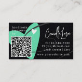 QR-Code-Vorlage Aquamarin Made Liebe Herz Crafters Visitenkarte (Rückseite)