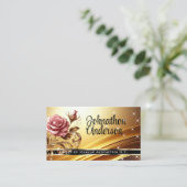 QR-Code-Vorlage Deluxe Golden Rose Luxury Chic Visitenkarte (Stehend Vorderseite)