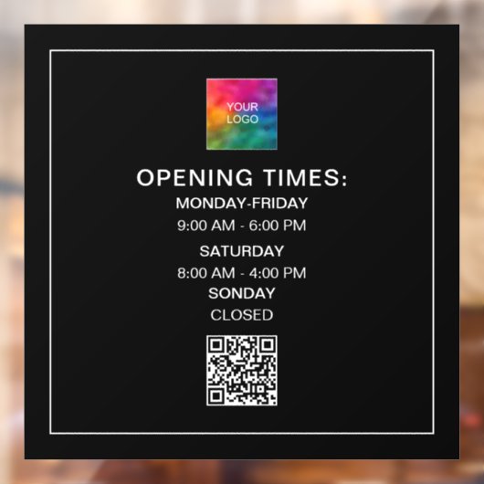 QR-Code-Vorlage für benutzerdefinierte Öffnungszei Fensteraufkleber (Blatt 2)