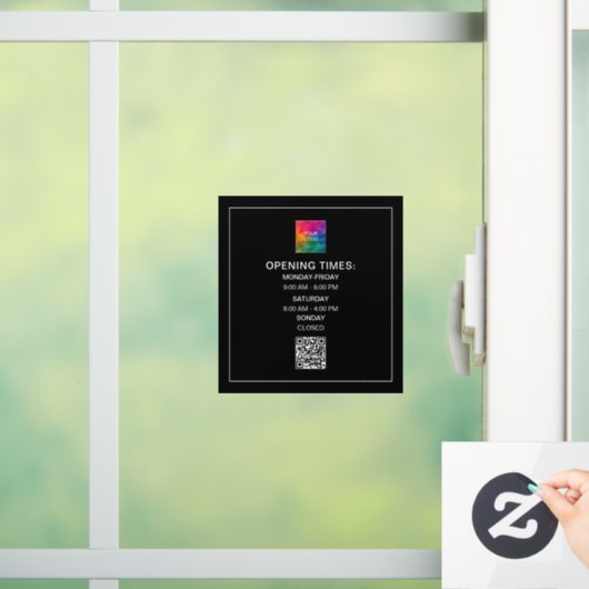 QR-Code-Vorlage für benutzerdefinierte Öffnungszei Fensteraufkleber (Zuhause)