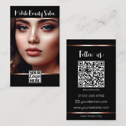 QR-Code-Vorlage für das Gold-Logo der Rose Visitenkarte (Vorne/Hinten)