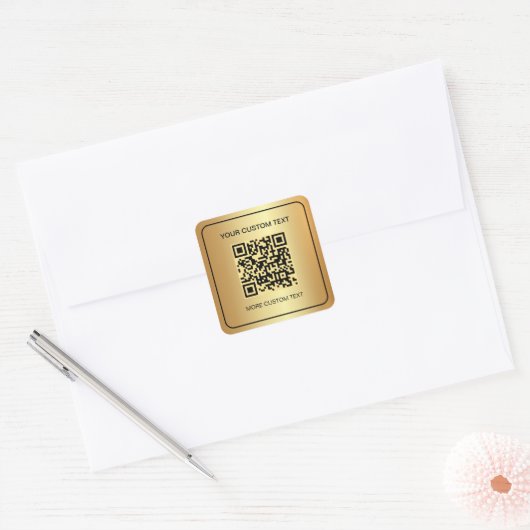 QR-Code-Vorlage für Schwarz-Gold-Scan Ihr benutzer Quadratischer Aufkleber (Umschlag)