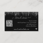 QR-Code-Vorlage Hübsche Tropfen Silver Glitzer Rai Visitenkarte (Rückseite)