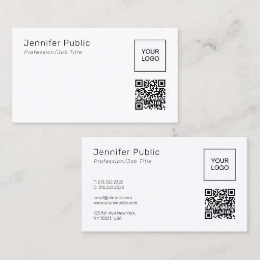 QR-Code-Vorlage Laden Sie Ihr eigenes Firmenlogo h Visitenkarte (Vorne/Hinten)