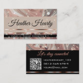 QR-Code-Vorlage Luxus-Marmor-Glitzer-Rose Gold Visitenkarte (Vorne/Hinten)