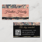 QR-Code-Vorlage Luxus marmorierte Pfirsichsterne r Visitenkarte (Vorne/Hinten)