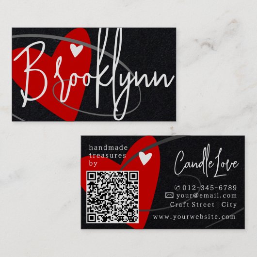 QR-Code-Vorlage Rot aus Liebe-Herzkrebsen Visitenkarte (Vorne/Hinten)