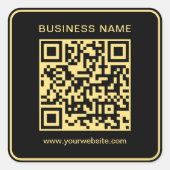 QR-Code-Vorlage schwarz und Gold scannbar Quadratischer Aufkleber (Vorderseite)