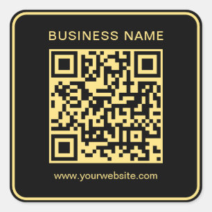 QR-Code-Vorlage schwarz und Gold scannbar Quadratischer Aufkleber