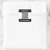 QR-Code-Vorlage Schwarzes und Weiß-Business Quadratischer Aufkleber (Tasche)
