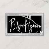 QR-Code-Vorlage Stilvolle Silver Graue Rahmen Herz Visitenkarte (Vorderseite)