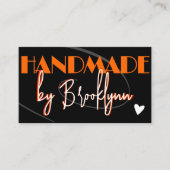 QR-Code-Vorlage Stilvolles Orange Handmade Heart Visitenkarte (Vorderseite)