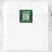 QR-Code Waldgrün Groovy Fundbüro Quadratischer Aufkleber (Tasche)