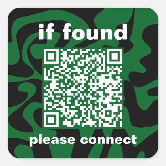 QR-Code Waldgrün Groovy Fundbüro Quadratischer Aufkleber (Vorderseite)