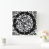 QR Code Wall Clock - Art Back und Weiß Quadratische Wanduhr (Zuhause)