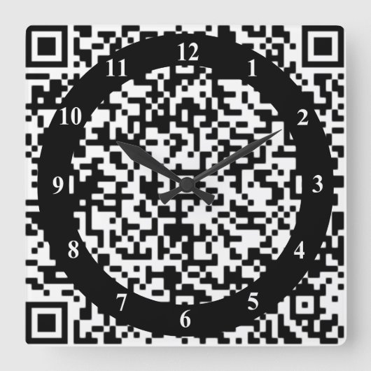 QR Code Wall Clock - Art Back und Weiß Quadratische Wanduhr (Vorderseite)