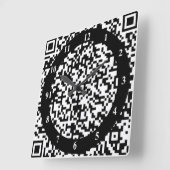 QR Code Wall Clock - Art Back und Weiß Quadratische Wanduhr (Winkel)