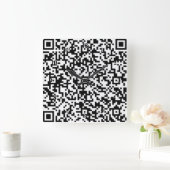 QR Code Wall Clock - modern - Schwarz und Weiß Quadratische Wanduhr (Zuhause)