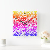 QR-Code-Wandsperre - Regenbogenfarben Quadratische Wanduhr (Zuhause)