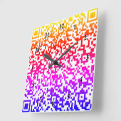 QR-Code-Wandsperre - Regenbogenfarben Quadratische Wanduhr (Winkel)