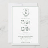 QR Code Wappen Emerald Green Foto Wedding Einladung (Vorderseite)