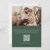 QR Code Wappen Emerald Green Foto Wedding Einladung (Rückseite)
