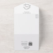 QR-Code Wappen-Hochzeit mit weißem schwarzem Leafy All In One Einladung (Außenbereich)