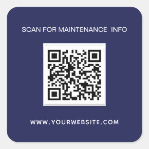QR-Code-Wartungs-Info blau weiß Quadratischer Aufkleber