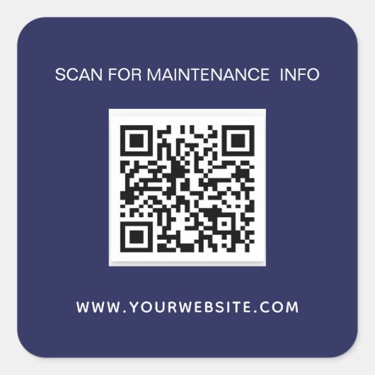 QR-Code-Wartungs-Info blau weiß Quadratischer Aufkleber (Vorderseite)