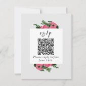 QR-Code Wasserfarbe Anemone Wedding RSVP Karte (Vorderseite)