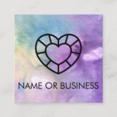 QR Code Wasserfarbe Berufliches Gem Herz Quadratische Visitenkarte (Vorderseite)