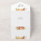 QR Code Wasserfarbe Blumenstrauß Script Hochzeit All In One Einladung (Außenbereich)