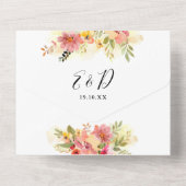 QR Code Wasserfarbe Blumenstrauß Script Hochzeit All In One Einladung (Rückseite)