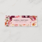 QR-Code Wasserfarbe Floral Burgunderrot Herbst Mini Visitenkarte (Vorderseite)
