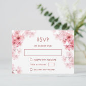 QR-Code | Wasserfarbe Kirschblüten RSVP Begleitkarte (Stehend Vorderseite)