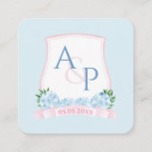 QR Code Wasserfarbe Rosa blaue Hochzeit RSVP Begleitkarte (Rückseite)