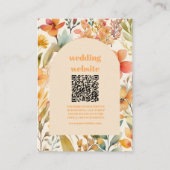 qr-Code Wasserfarbe Rosa Orangefarbene Wildblumen Begleitkarte (Vorderseite)