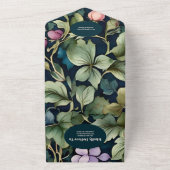 QR Code Wasserfarbe Rosa Peony Art Nouveau Hochzei All In One Einladung (Außenbereich)