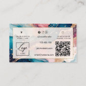 Qr-Code Wasserfarbe und irisierendes Rosa Visitenkarte (Rückseite)